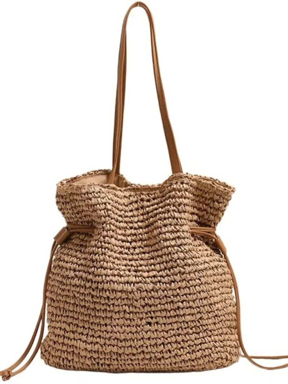 Women's Straw Woven Beach Tote Bags Boho Crochet Summer Trendy Shoulder Bags Lar